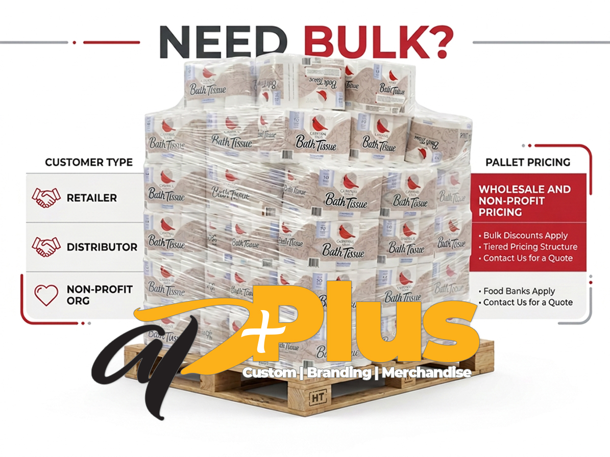 Pallet of bath tissue ready for wholesale delivery