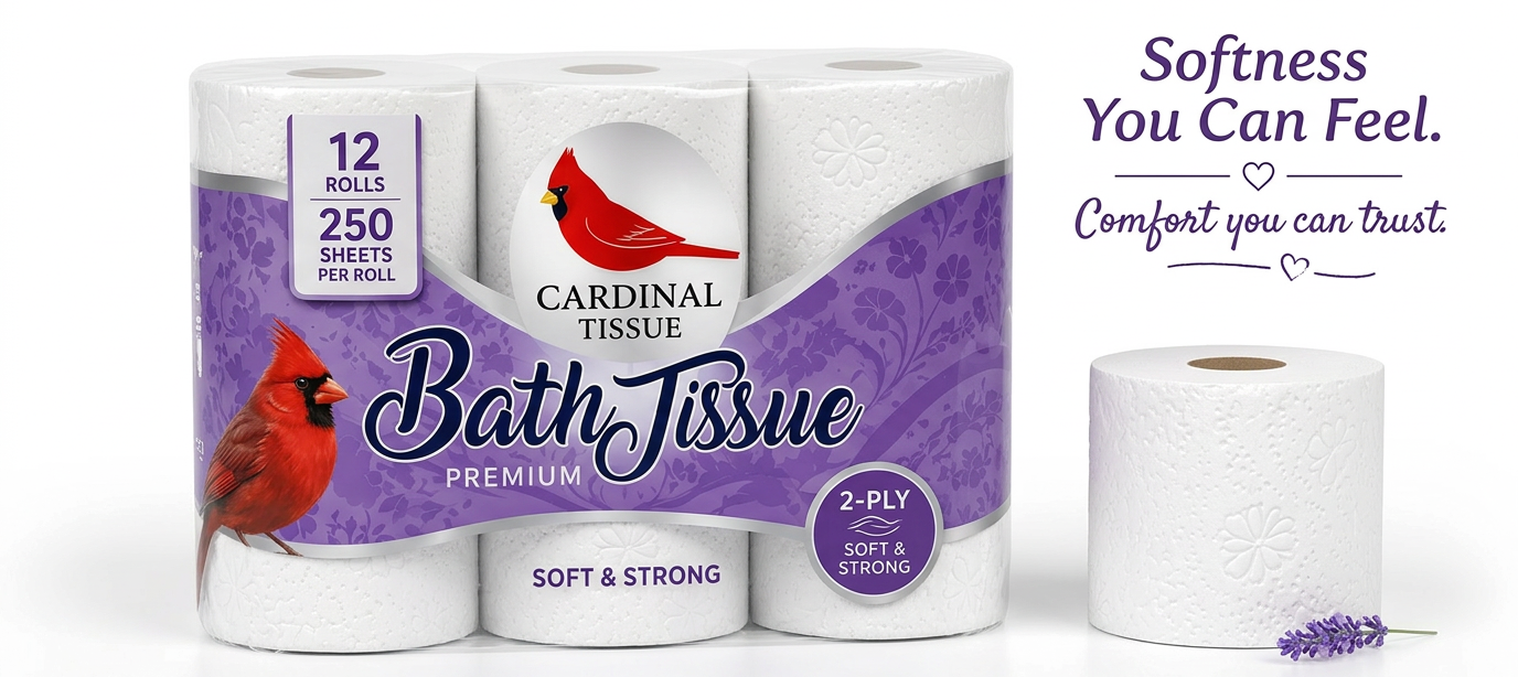 Premium Cardinal Tissue bath tissue — softness you can feel